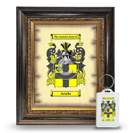 Acocks Framed Coat of Arms and Keychain - Heirloom