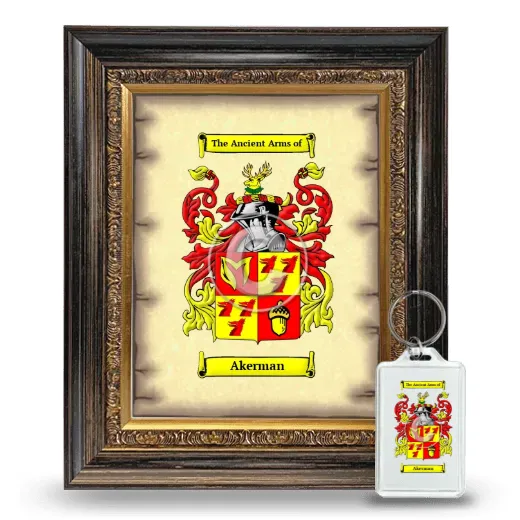 Akerman Framed Coat of Arms and Keychain - Heirloom