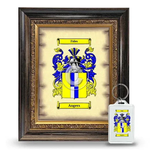 Angers Framed Coat of Arms and Keychain - Heirloom