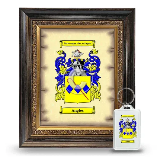Angles Framed Coat of Arms and Keychain - Heirloom