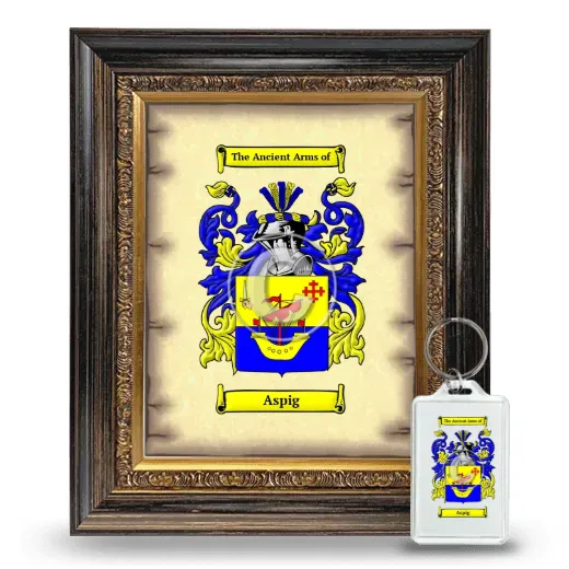 Aspig Framed Coat of Arms and Keychain - Heirloom