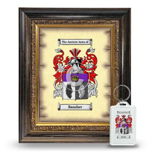Bansher Framed Coat of Arms and Keychain - Heirloom