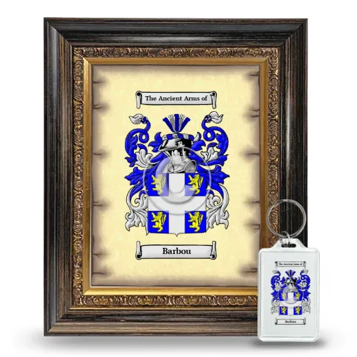 Barbou Framed Coat of Arms and Keychain - Heirloom