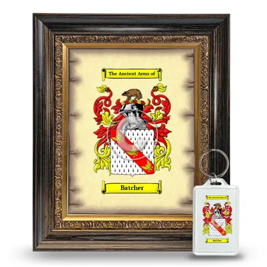 Batcher Framed Coat of Arms and Keychain - Heirloom