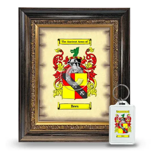 Bees Framed Coat of Arms and Keychain - Heirloom