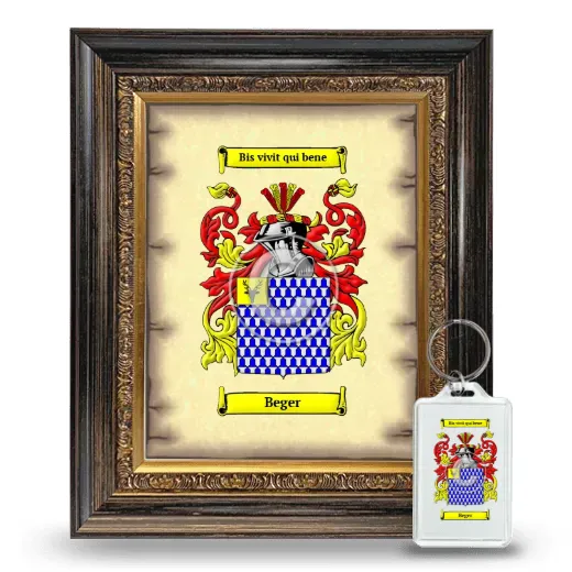 Beger Framed Coat of Arms and Keychain - Heirloom