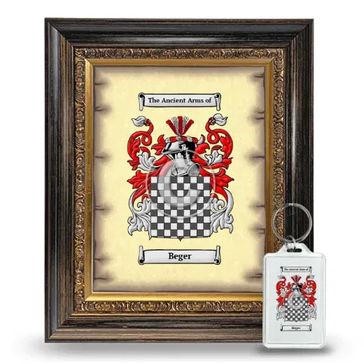 Beger Framed Coat of Arms and Keychain - Heirloom