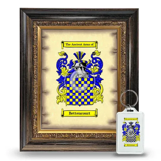 Bettencourt Framed Coat of Arms and Keychain - Heirloom