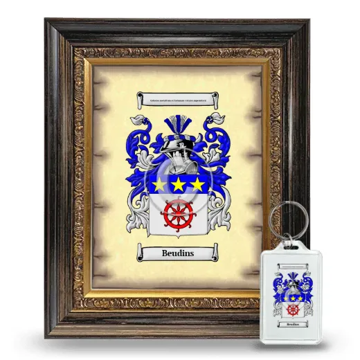 Beudins Framed Coat of Arms and Keychain - Heirloom