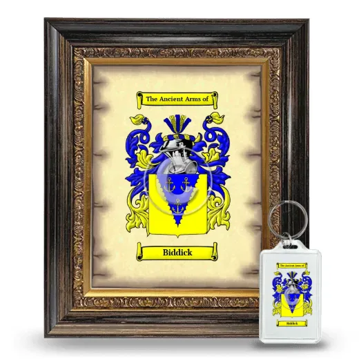 Biddick Framed Coat of Arms and Keychain - Heirloom