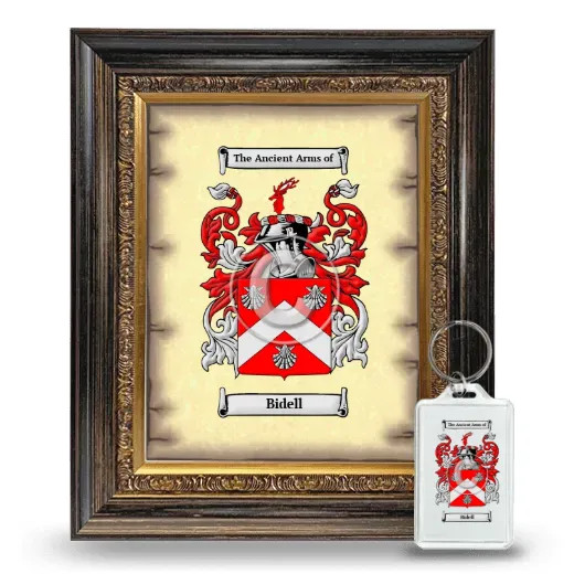 Bidell Framed Coat of Arms and Keychain - Heirloom