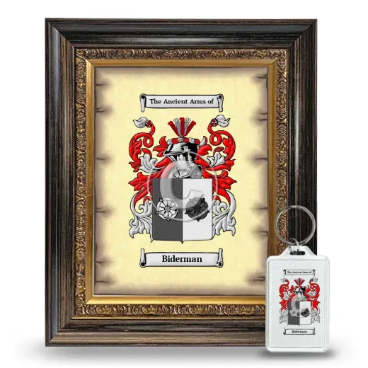Biderman Framed Coat of Arms and Keychain - Heirloom