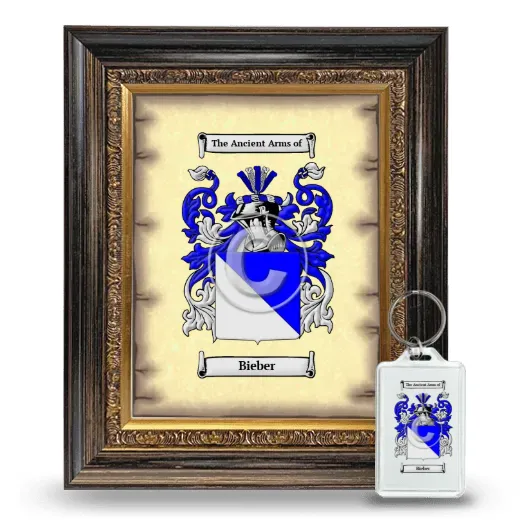 Bieber Framed Coat of Arms and Keychain - Heirloom