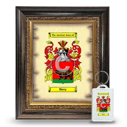 Biery Framed Coat of Arms and Keychain - Heirloom