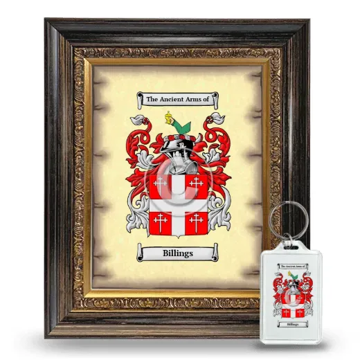 Billings Framed Coat of Arms and Keychain - Heirloom
