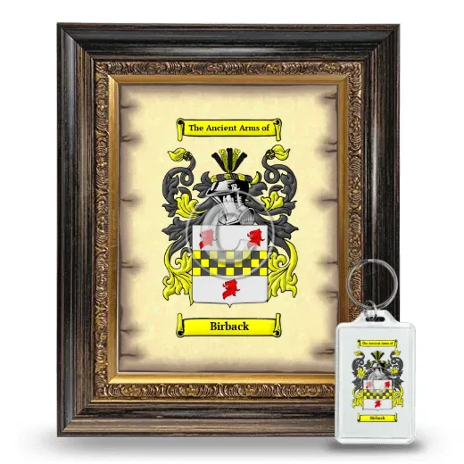Birback Framed Coat of Arms and Keychain - Heirloom