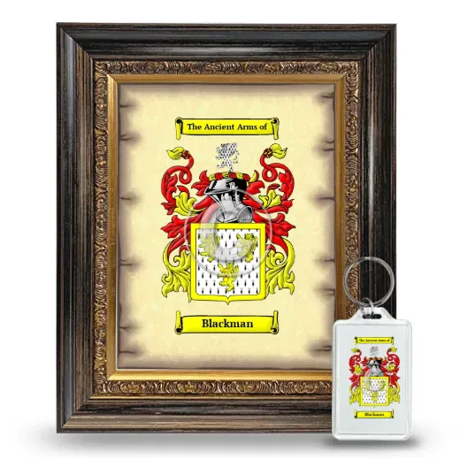 Blackman Framed Coat of Arms and Keychain - Heirloom