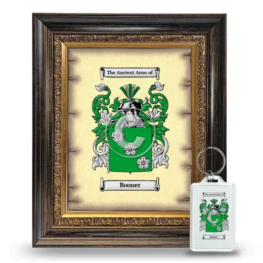 Booner Framed Coat of Arms and Keychain - Heirloom