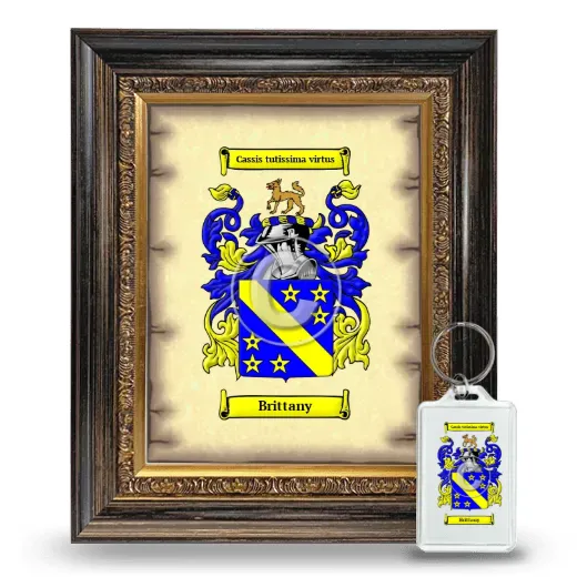 Brittany Framed Coat of Arms and Keychain - Heirloom