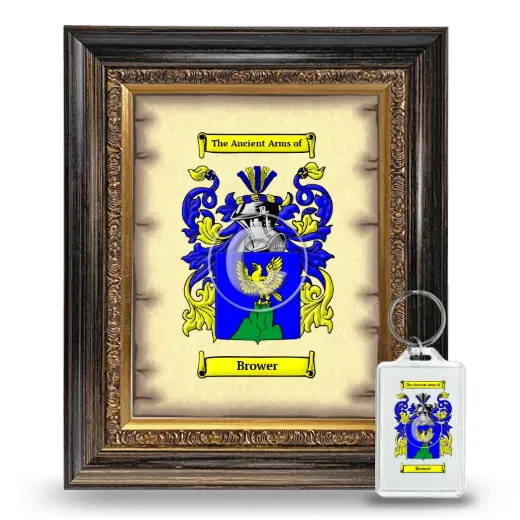 Brower Framed Coat of Arms and Keychain - Heirloom