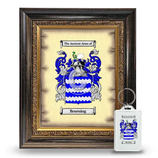 Bruening Framed Coat of Arms and Keychain - Heirloom