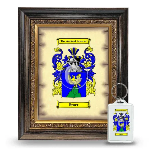 Bruer Framed Coat of Arms and Keychain - Heirloom