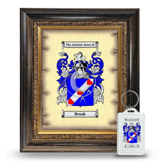 Brunk Framed Coat of Arms and Keychain - Heirloom