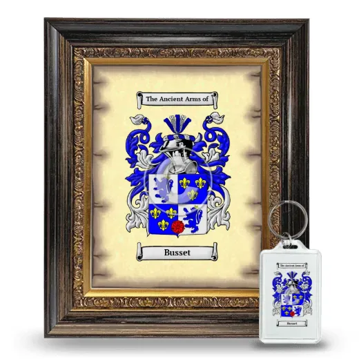 Busset Framed Coat of Arms and Keychain - Heirloom