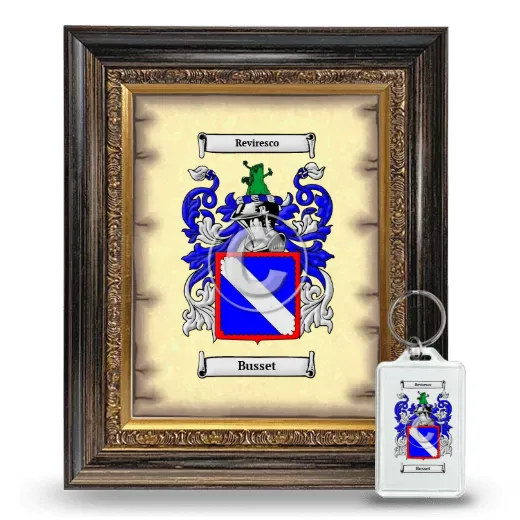 Busset Framed Coat of Arms and Keychain - Heirloom