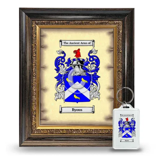 Byous Framed Coat of Arms and Keychain - Heirloom