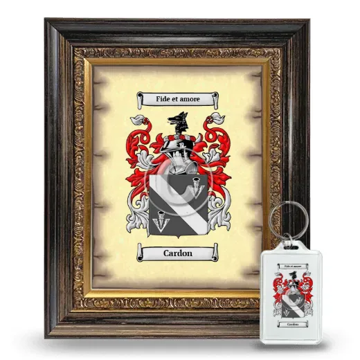 Cardon Framed Coat of Arms and Keychain - Heirloom
