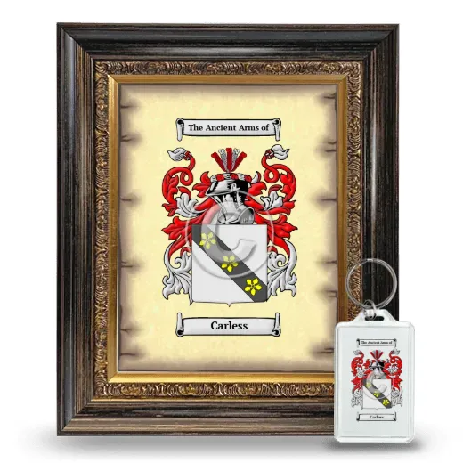 Carless Framed Coat of Arms and Keychain - Heirloom