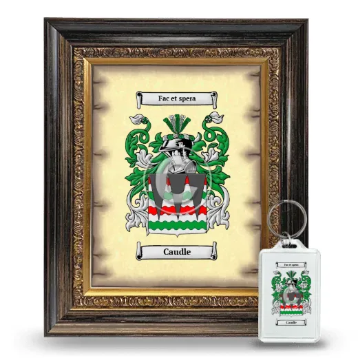 Caudle Framed Coat of Arms and Keychain - Heirloom