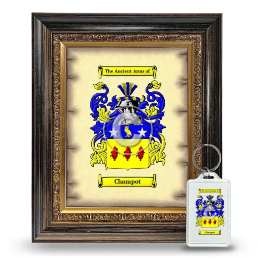 Champot Framed Coat of Arms and Keychain - Heirloom