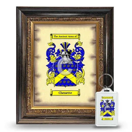 Chenette Framed Coat of Arms and Keychain - Heirloom