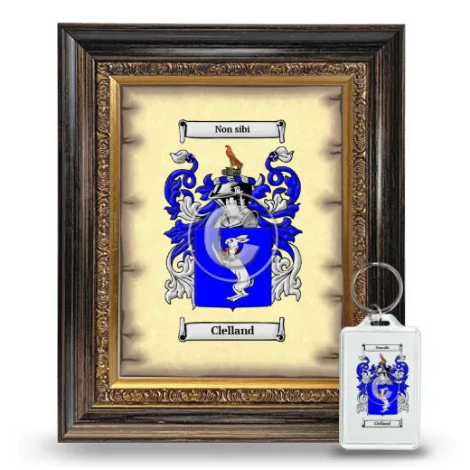Clelland Framed Coat of Arms and Keychain - Heirloom