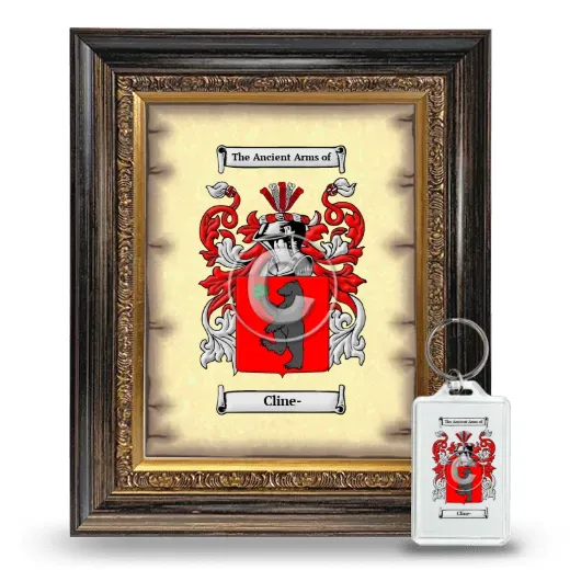 Cline- Framed Coat of Arms and Keychain - Heirloom