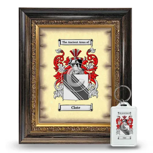 Clote Framed Coat of Arms and Keychain - Heirloom