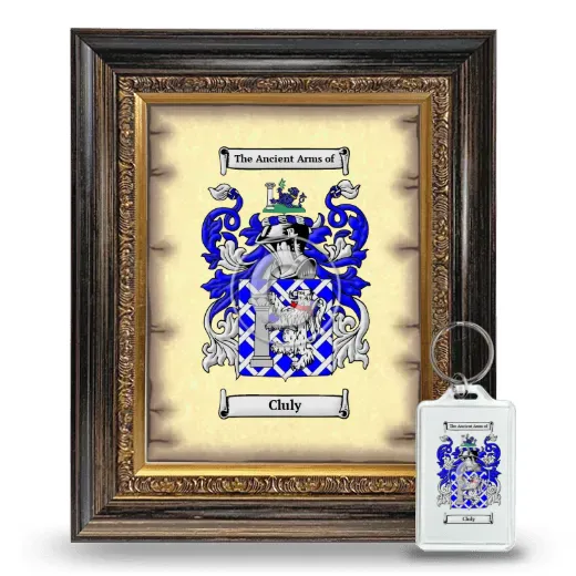 Cluly Framed Coat of Arms and Keychain - Heirloom