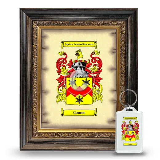 Comer Framed Coat of Arms and Keychain - Heirloom