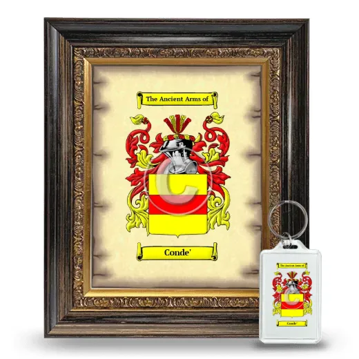 Conde' Framed Coat of Arms and Keychain - Heirloom