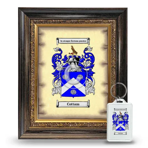 Cottam Framed Coat of Arms and Keychain - Heirloom