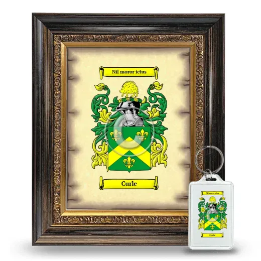 Curle Framed Coat of Arms and Keychain - Heirloom