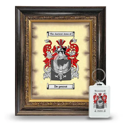 De perrot Framed Coat of Arms and Keychain - Heirloom