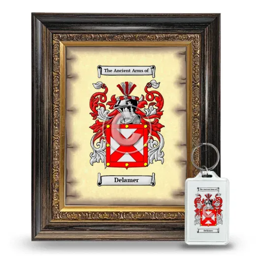 Delamer Framed Coat of Arms and Keychain - Heirloom
