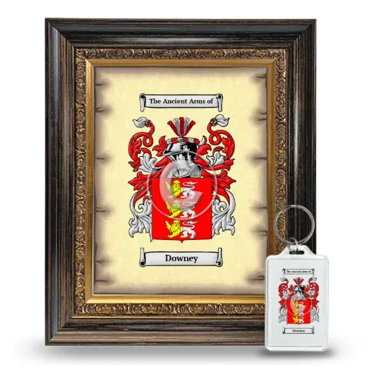 Downey Framed Coat of Arms and Keychain - Heirloom