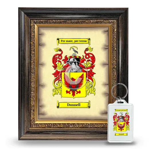 Dunnell Framed Coat of Arms and Keychain - Heirloom
