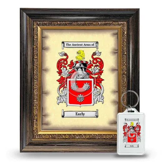 Early Framed Coat of Arms and Keychain - Heirloom