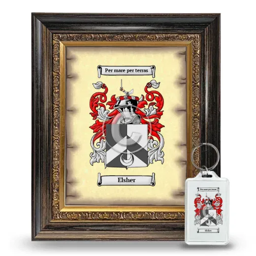 Elsher Framed Coat of Arms and Keychain - Heirloom