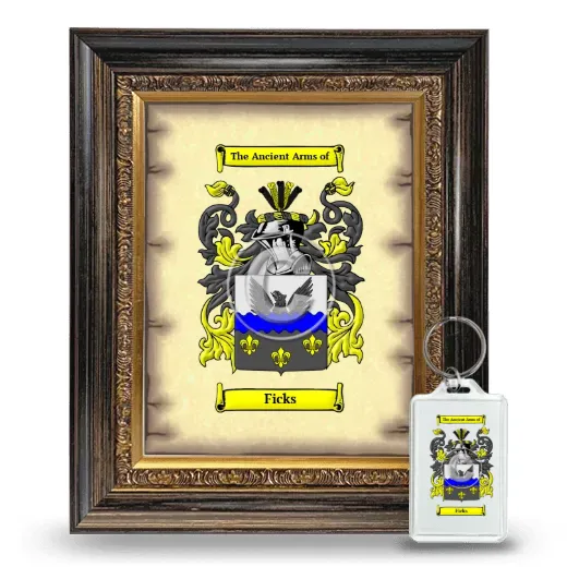 Ficks Framed Coat of Arms and Keychain - Heirloom